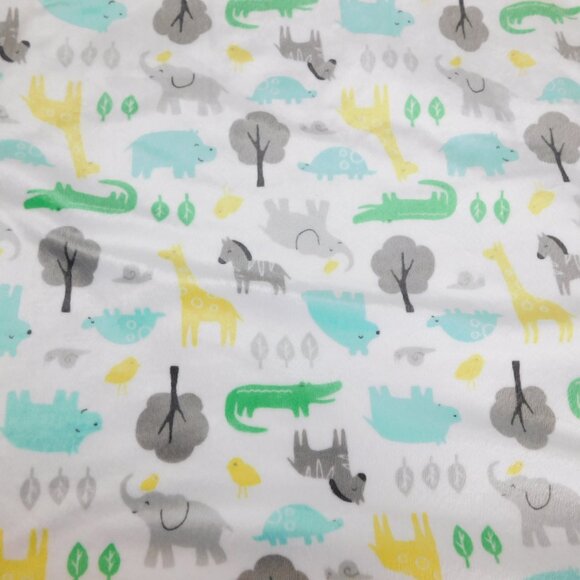 Carters Jungle Animals Blue Yellow Green Velour Sherpa Baby Crib Tummy Blanket - Picture 6 of 7